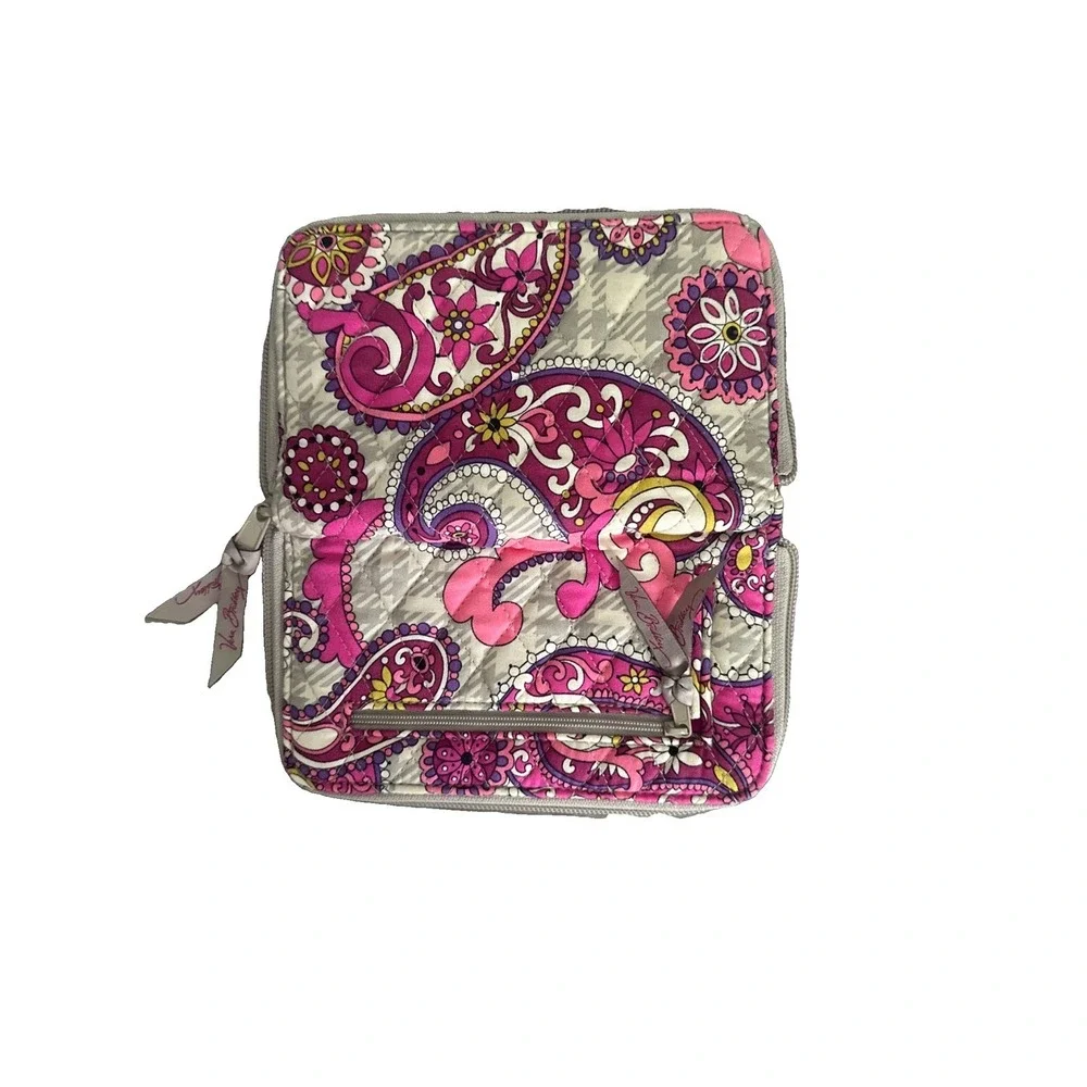 Vera Bradley Paisley Meets Plaid Zip Up Bill Fold Pink Interior